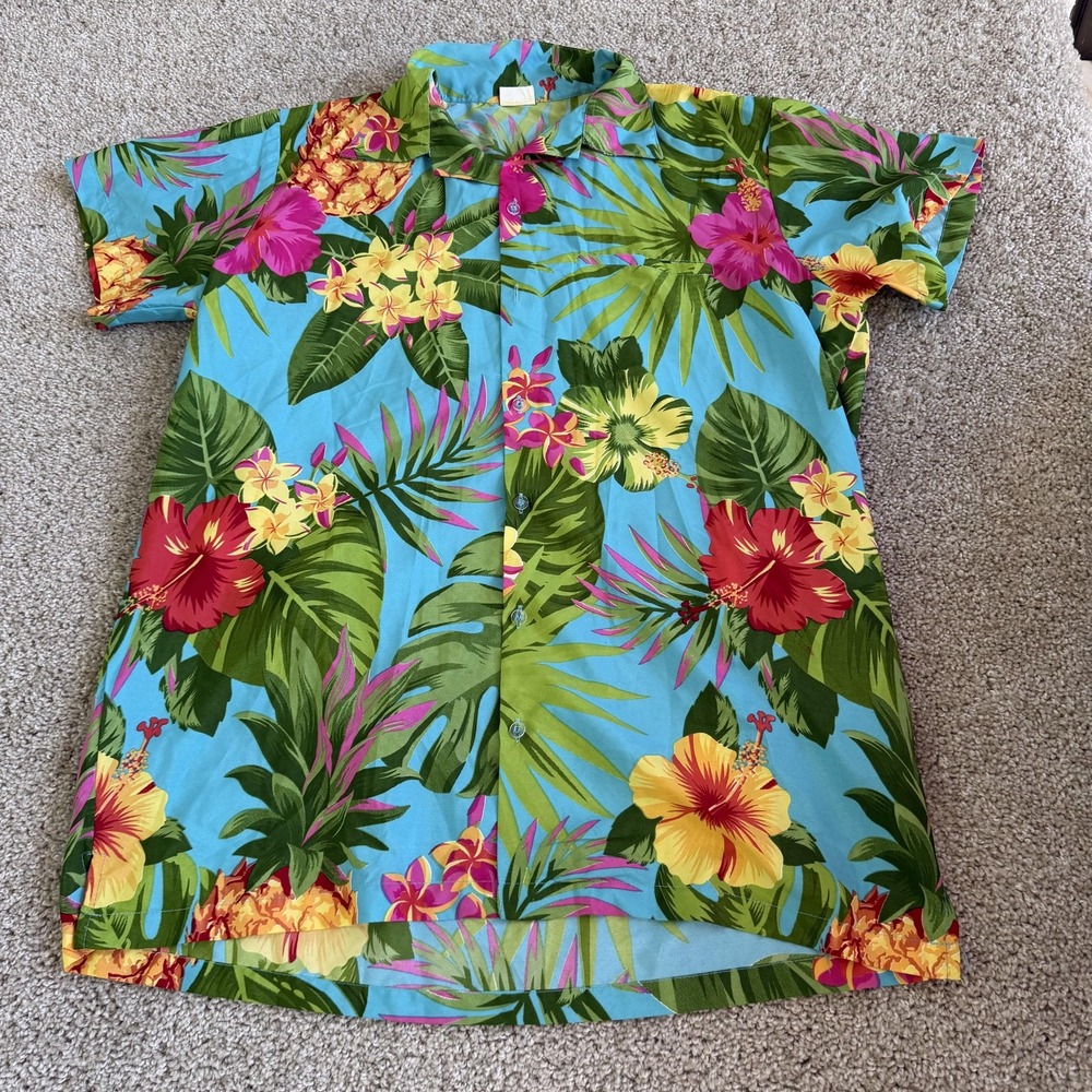 King Kameha Shirt Mens Large Multicolor Floral Short Sleeve Button Up Hawaiian